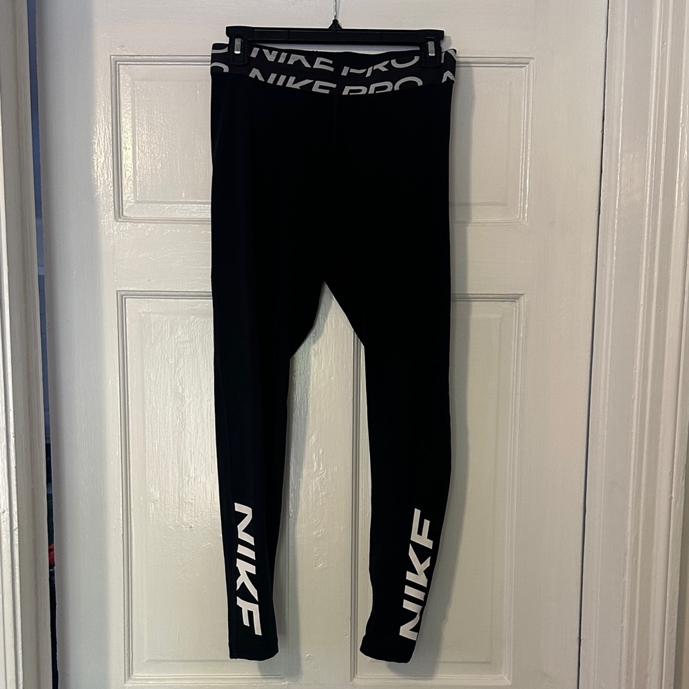 Nike Black Leggings with White Logo Accents